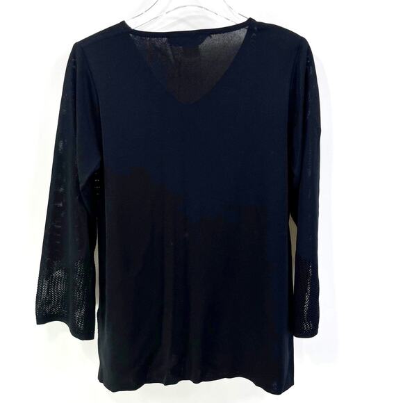 00s EXCLUSIVELY MISOOK Vintage Black VNeck Shoulder Pad Blouse - Picture 3 of 11